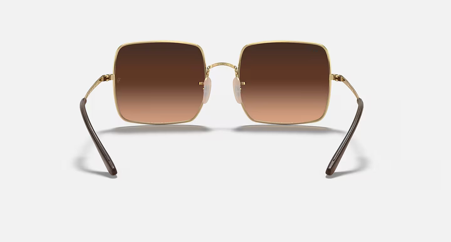 Ray-Ban Unisex Square Gradient Brown Sunglasses – Gold Frame