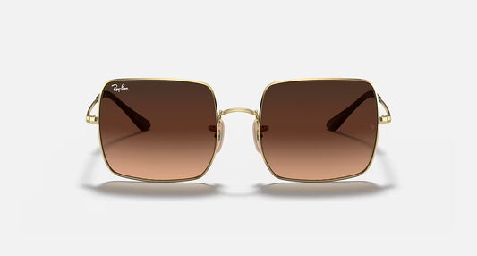 Ray-Ban Unisex Square Gradient Brown Sunglasses – Gold Frame