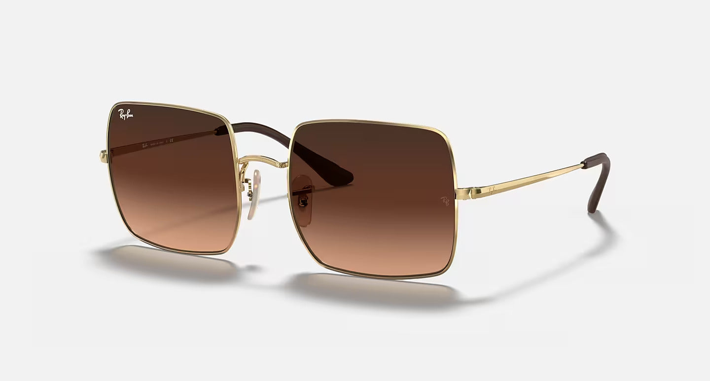 Ray-Ban Unisex Square Gradient Brown Sunglasses – Gold Frame