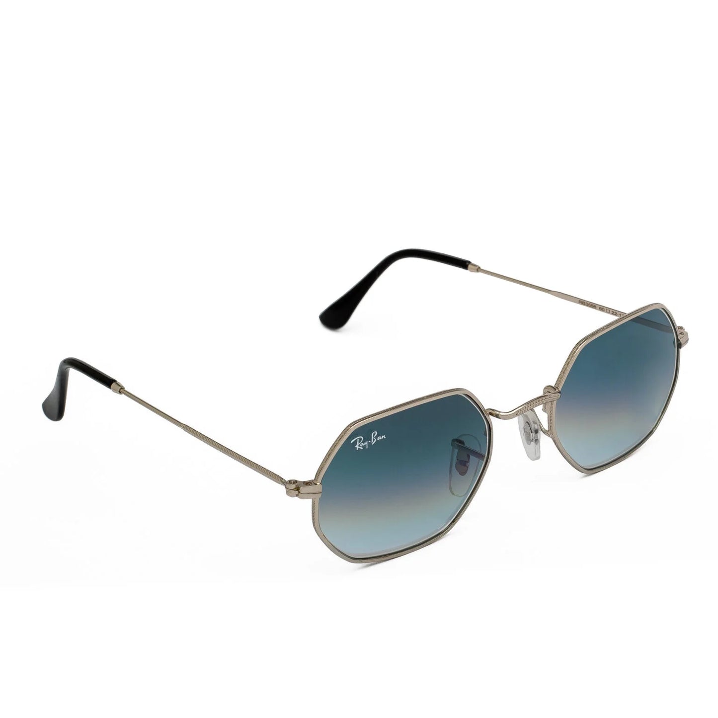 Ray-Ban Unisex Hexagonal Gradient Grey Sunglasses – Silver Frame