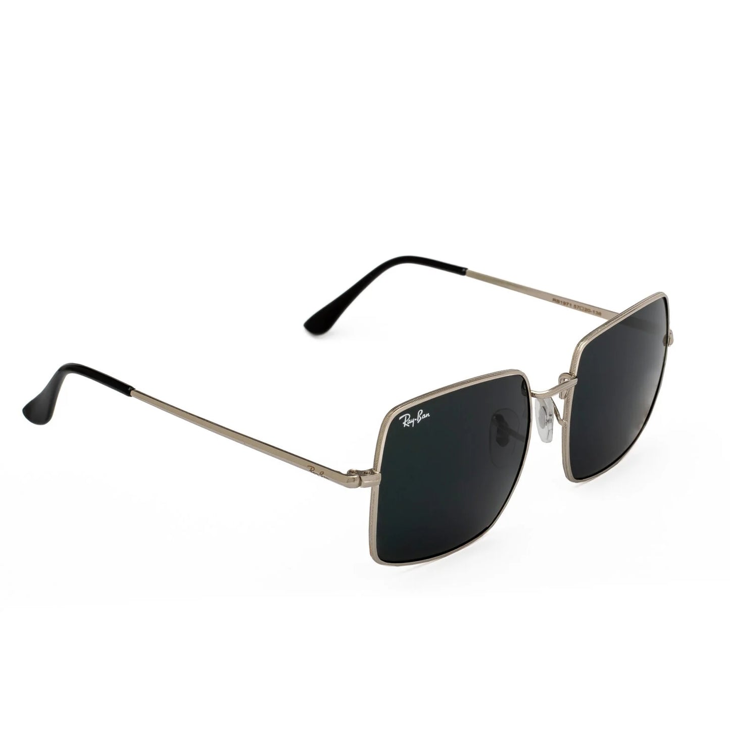Ray-Ban Unisex Square Black Lens Sunglasses – Silver Frame